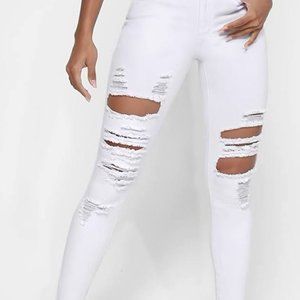 american eagle white ripped distressed  jeans